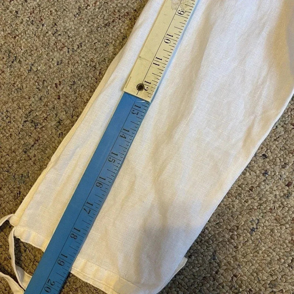 JM Collection Linen V Neck Top Blouse Sequin Artsy White Beads Embroidery Lady16 - Picture 3 of 10